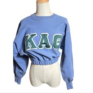 Champion Reverse Weave X Nasty Gal Cropped Blue Kappa Alpha Theta Sweatshirt
